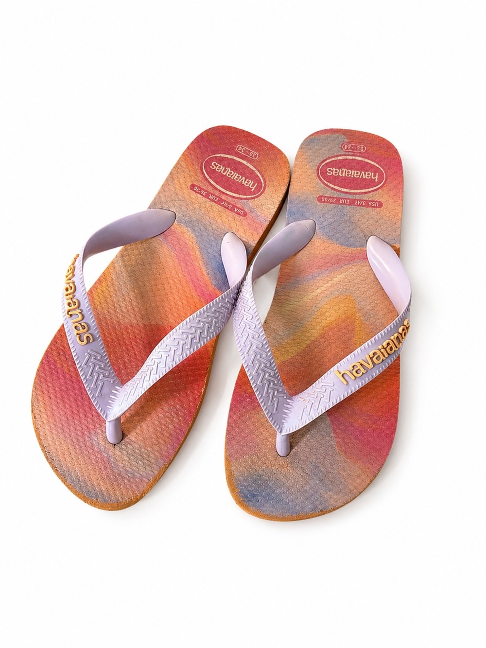 Havaianas Kids Girls Lavender Strap Tie-Dye Multicolor Flip Flops